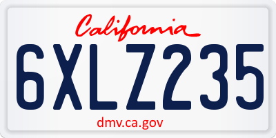 CA license plate 6XLZ235