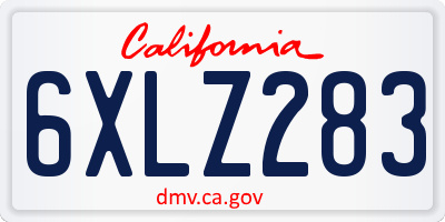 CA license plate 6XLZ283