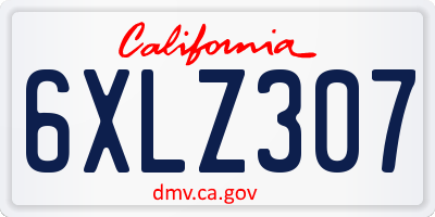 CA license plate 6XLZ307