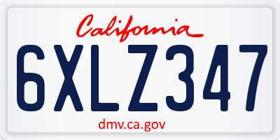 CA license plate 6XLZ347