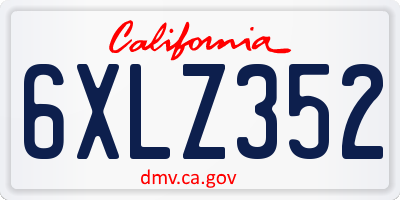 CA license plate 6XLZ352