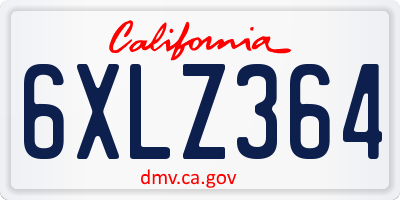 CA license plate 6XLZ364