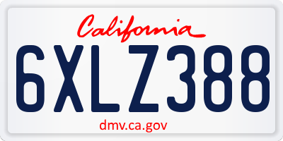 CA license plate 6XLZ388