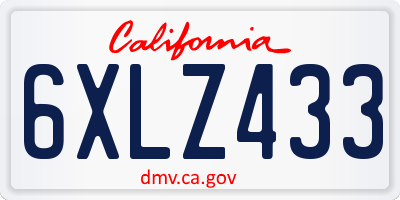CA license plate 6XLZ433