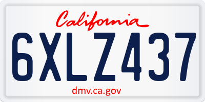 CA license plate 6XLZ437