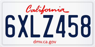 CA license plate 6XLZ458