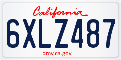 CA license plate 6XLZ487