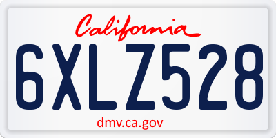 CA license plate 6XLZ528