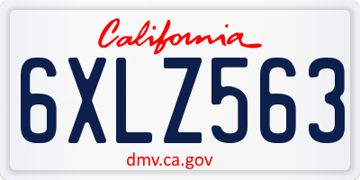 CA license plate 6XLZ563