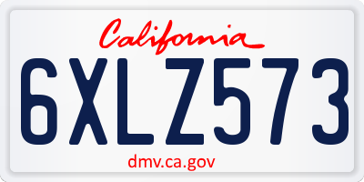 CA license plate 6XLZ573