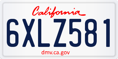 CA license plate 6XLZ581