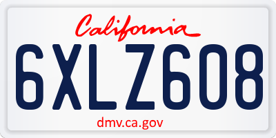 CA license plate 6XLZ608