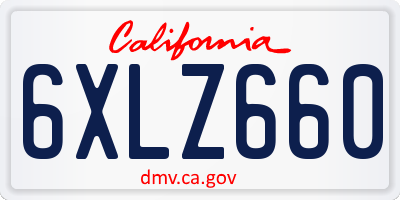 CA license plate 6XLZ660