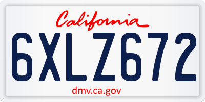 CA license plate 6XLZ672