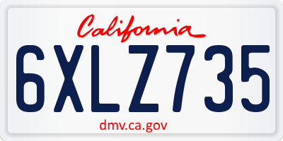 CA license plate 6XLZ735