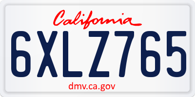 CA license plate 6XLZ765