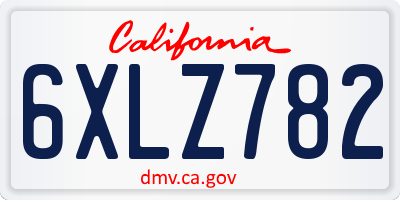 CA license plate 6XLZ782