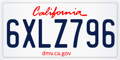 CA license plate 6XLZ796