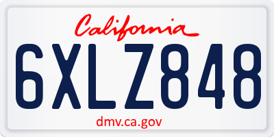 CA license plate 6XLZ848