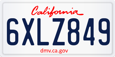 CA license plate 6XLZ849