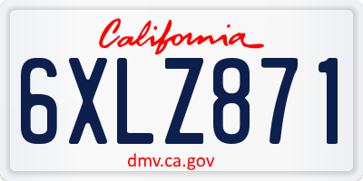 CA license plate 6XLZ871