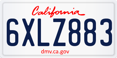 CA license plate 6XLZ883