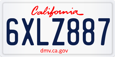 CA license plate 6XLZ887