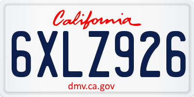 CA license plate 6XLZ926