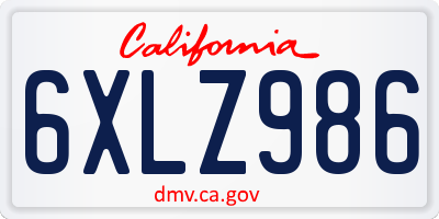 CA license plate 6XLZ986