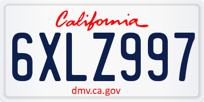 CA license plate 6XLZ997