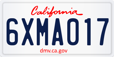 CA license plate 6XMA017