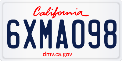 CA license plate 6XMA098