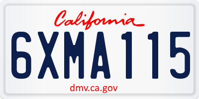 CA license plate 6XMA115