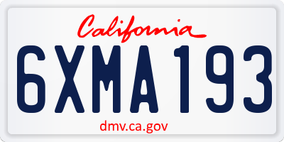 CA license plate 6XMA193