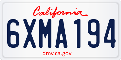 CA license plate 6XMA194