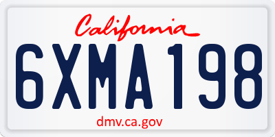 CA license plate 6XMA198