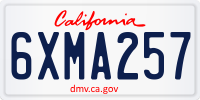 CA license plate 6XMA257