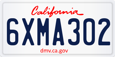 CA license plate 6XMA302