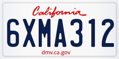 CA license plate 6XMA312