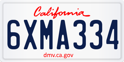 CA license plate 6XMA334