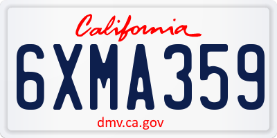CA license plate 6XMA359