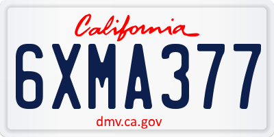 CA license plate 6XMA377