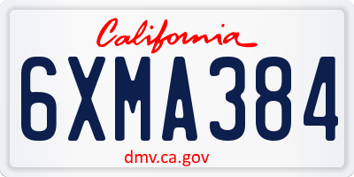 CA license plate 6XMA384