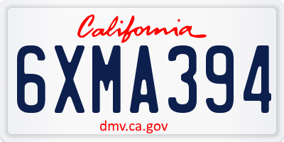 CA license plate 6XMA394