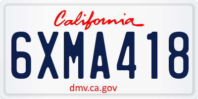 CA license plate 6XMA418