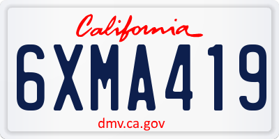 CA license plate 6XMA419