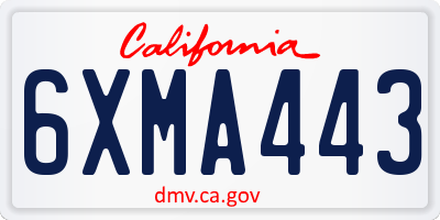 CA license plate 6XMA443