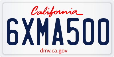 CA license plate 6XMA500
