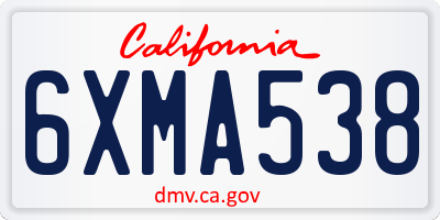 CA license plate 6XMA538