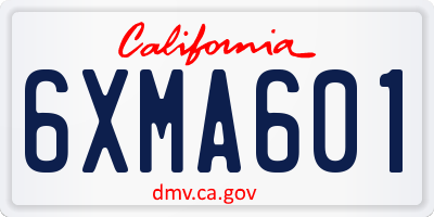 CA license plate 6XMA601
